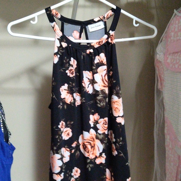 Black with orange neon roses tank - Picture 1 of 2